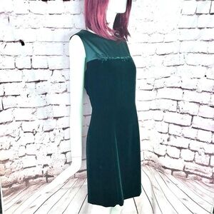 PETITE SOPHISTICATE Green Velvet & Silk Sheath Dress 12P Petite NEW WITH TAG